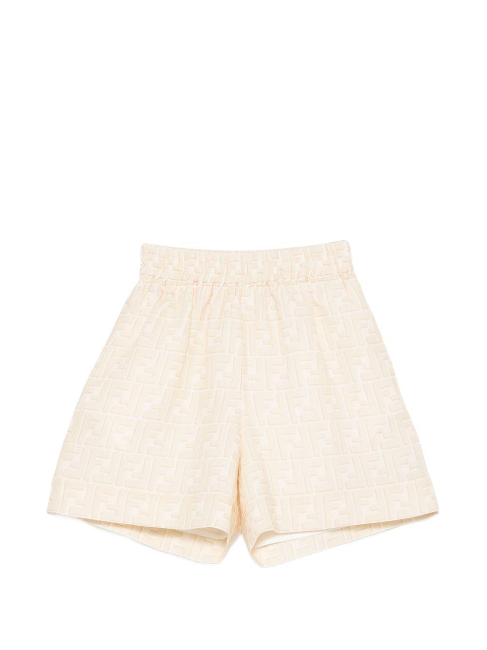 Shorts per bambino Fendi Kids beige con monogramma FF all-over JUF180 AY8C F1P2N FENDI KIDS