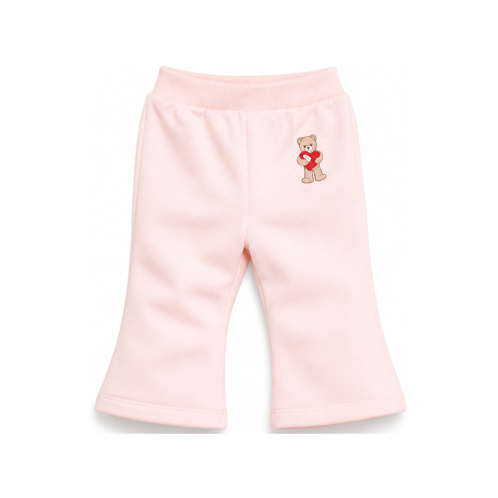 Pantaloni per neonata Moschino Kids rosa con motivo Teddy Bear MDP03NLDA63 50209 MOSCHINO KIDS