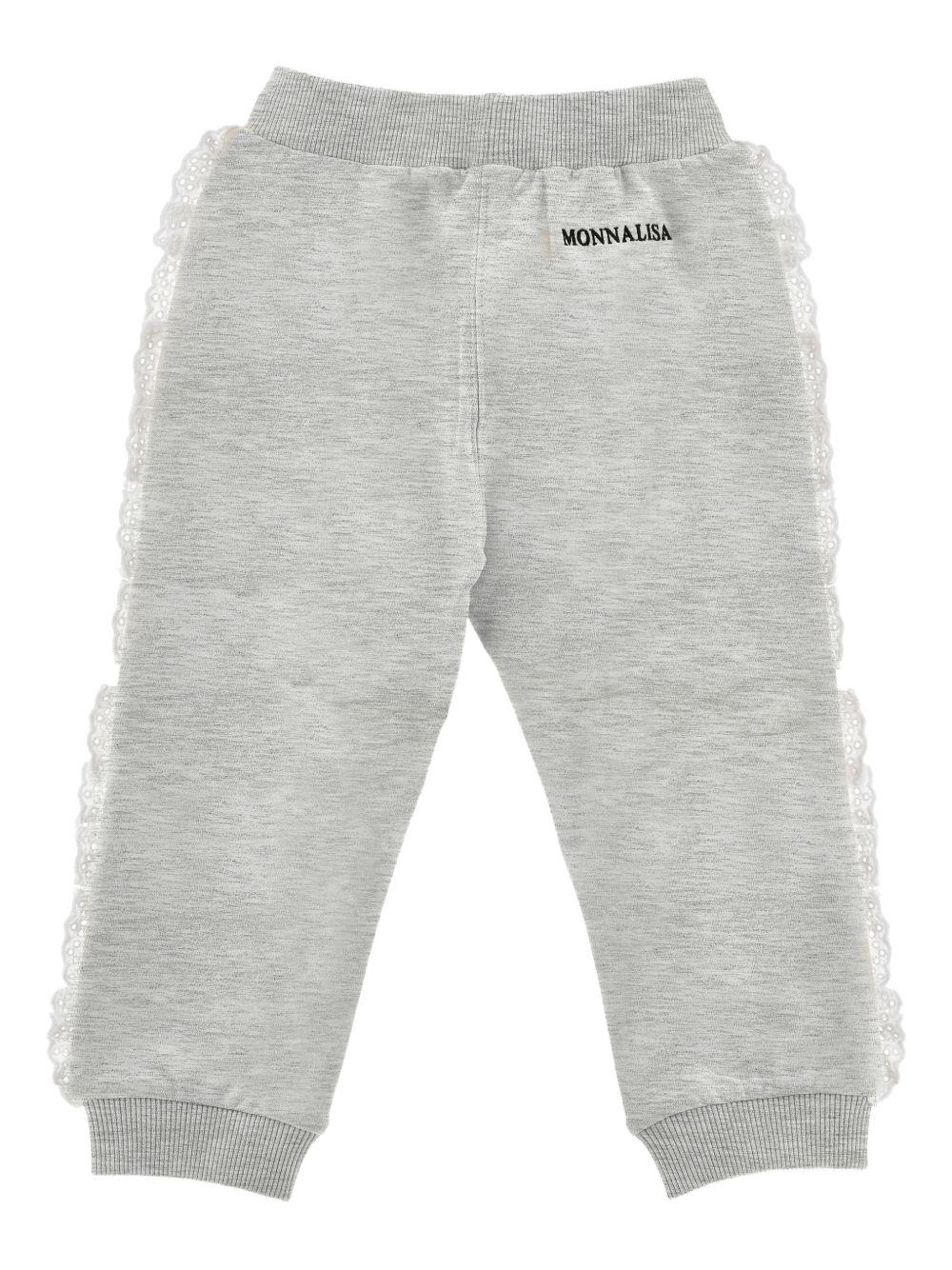 Pantaloni per bambina Monnalisa grigi con dettagli con ruches 19G411 7031 0032 MONNALISA KIDS