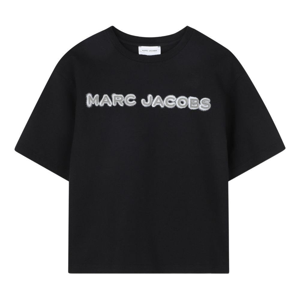 T-shirt per bambino The Marc Jacobs Kids nera con logo sul davanti W60755 09B THE MARC JACOBS KIDS