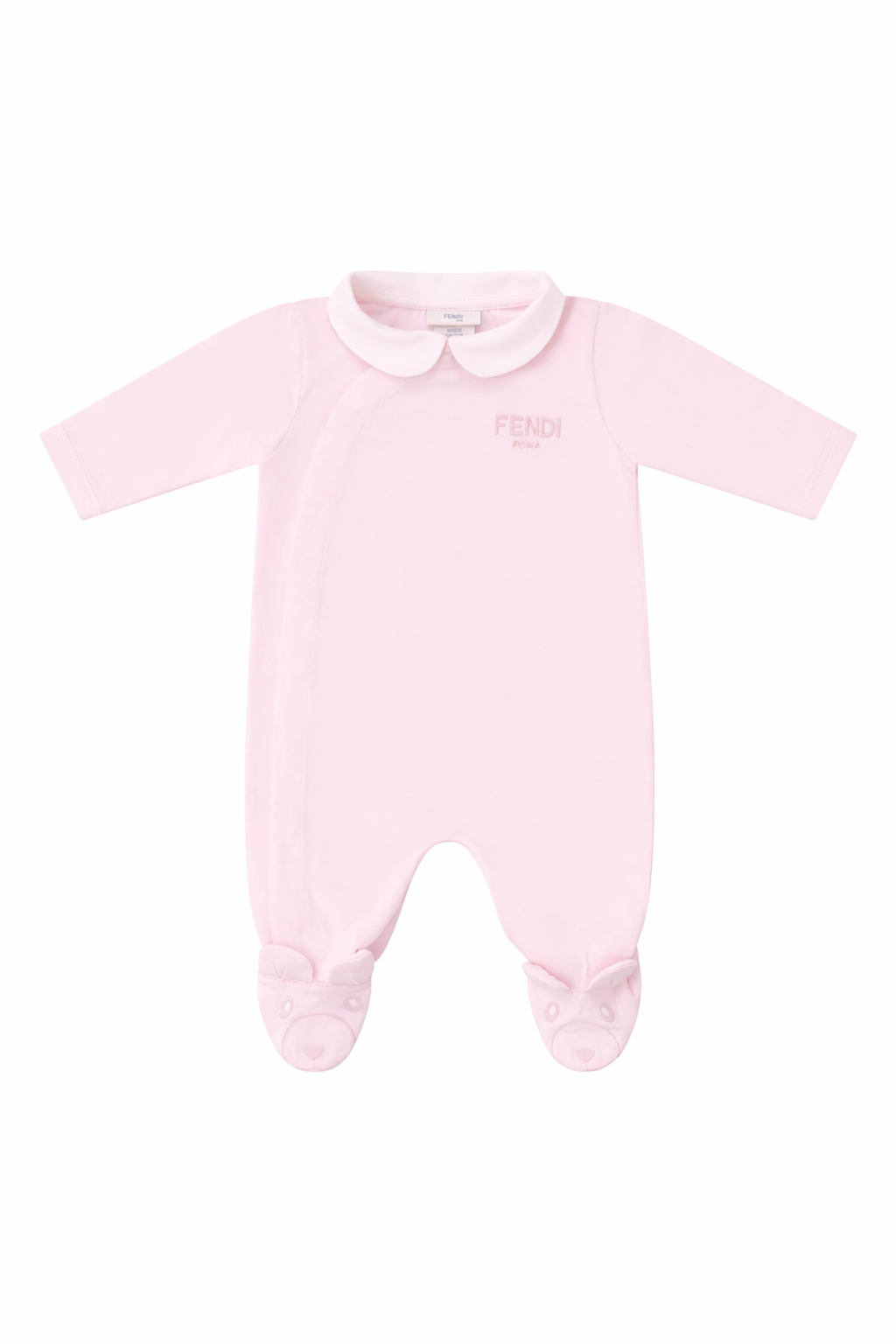 Set tre pezzi per neonata Fendi Kids rosa con logo Fendi sul davanti BUK154 ST8 F0C11 FENDI KIDS