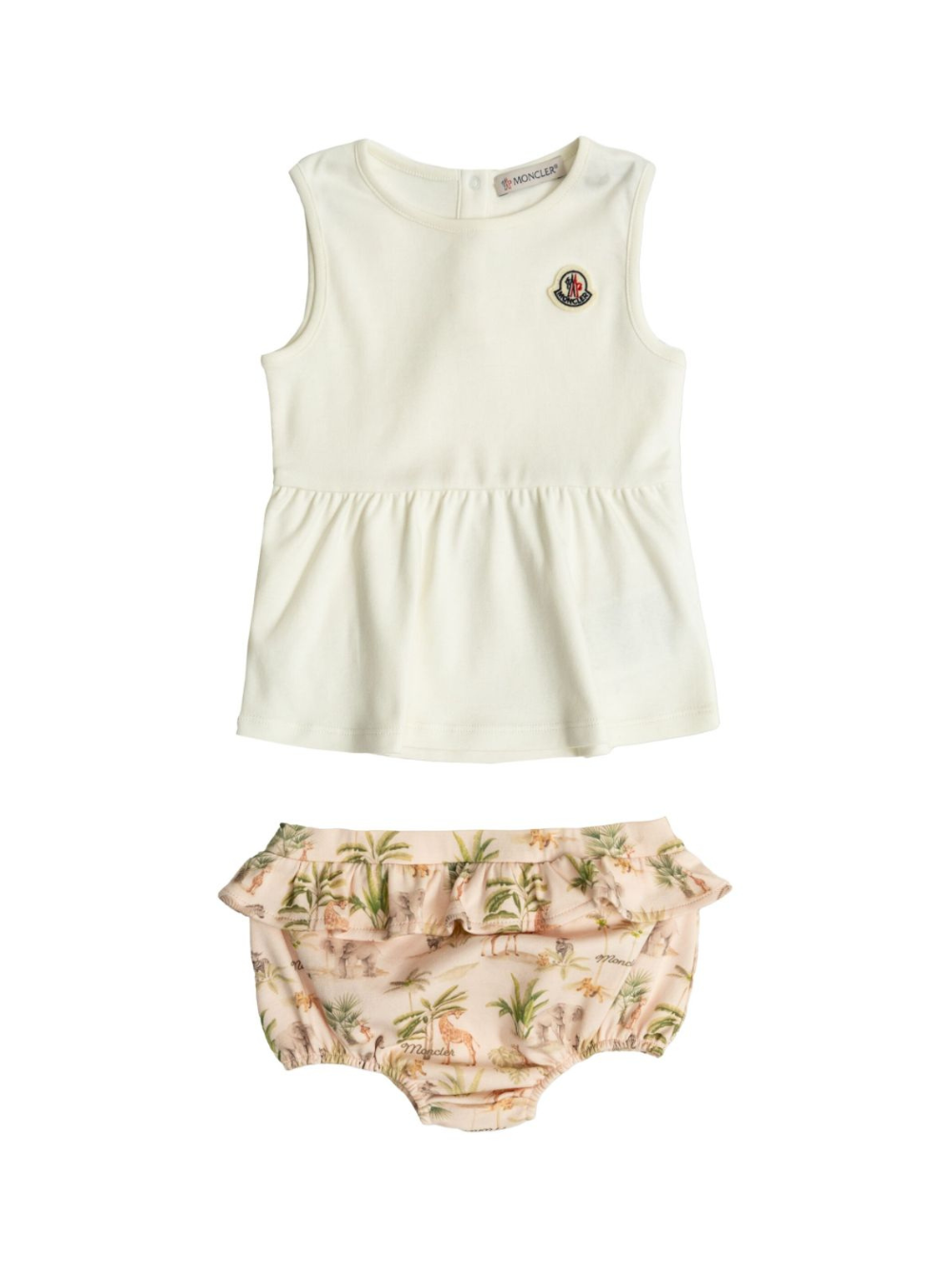 Abito in cotone per neonata Moncler Enfant con dettagli con ruches K19518M000118392E F00 MONCLER ENFANT