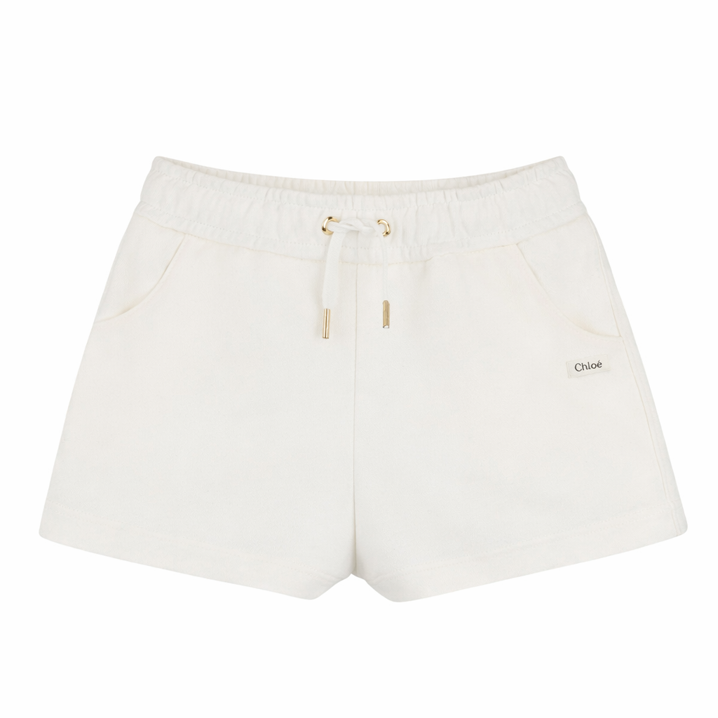 Shorts per bambina Chloé Kids bianco con coulisse C20846 117 CHLOE' KIDS