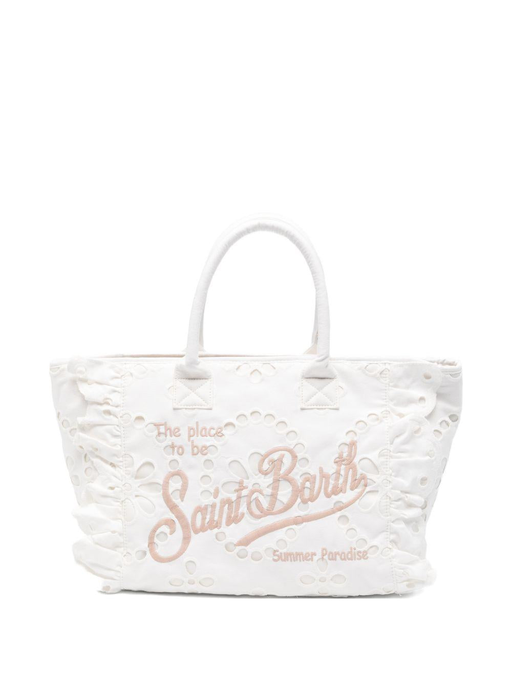 Borsa con bordo arricciato MC2 Saint Barth bianca in pizzo sangallo VANI0029 09063L MC2 ST. BARTH KIDS