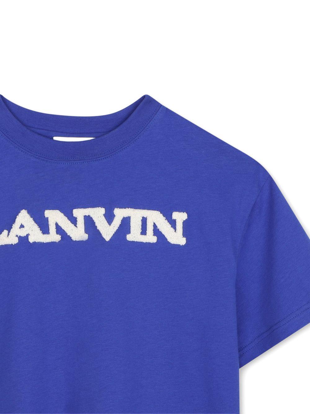 T-shirt per bambino Lanvin Kids blu con applicazione logo N30432 80A LANVIN KIDS