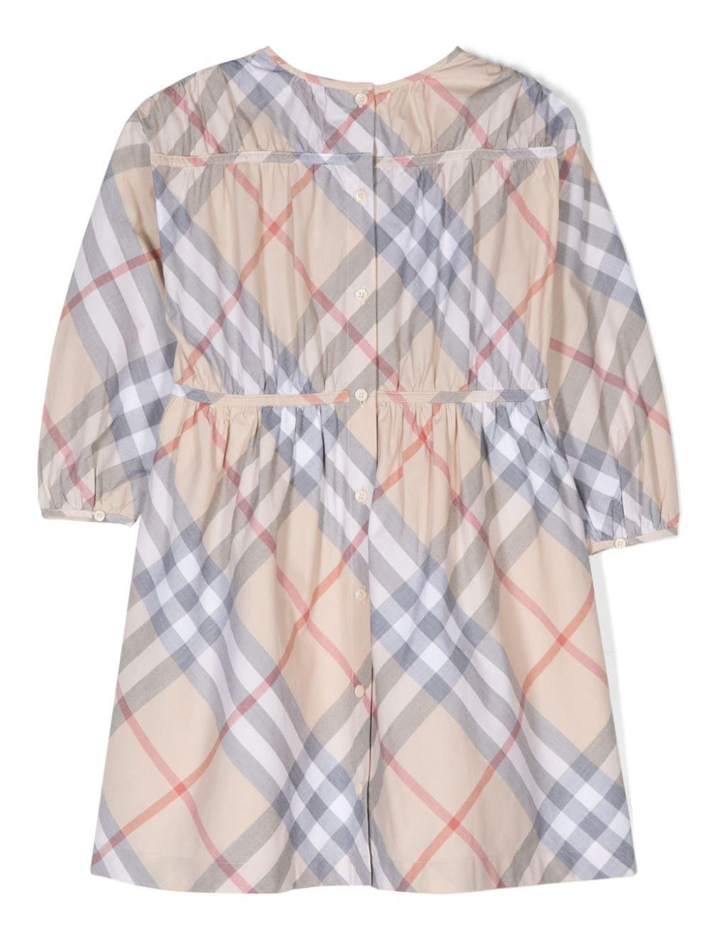 Abito con motivo Vintage Check per bambina Burberry Kids beige con scollo rotondo 8088681 A2205 BURBERRY KIDS