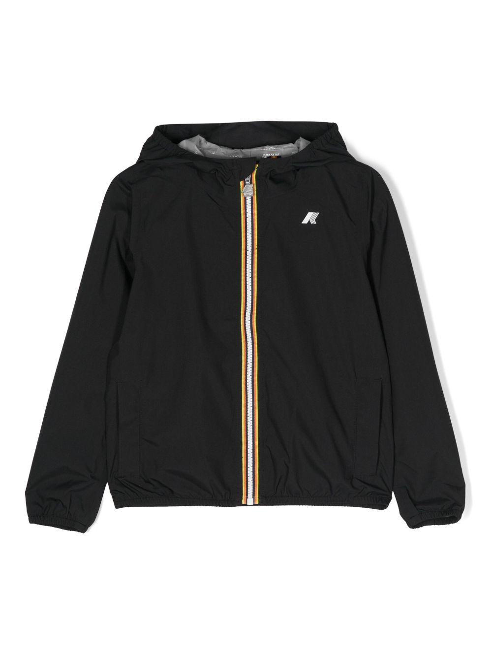 Impermeabile per bambini K Way Kids P. Jack nero con cappuccio K21371W USY K-WAY KIDS