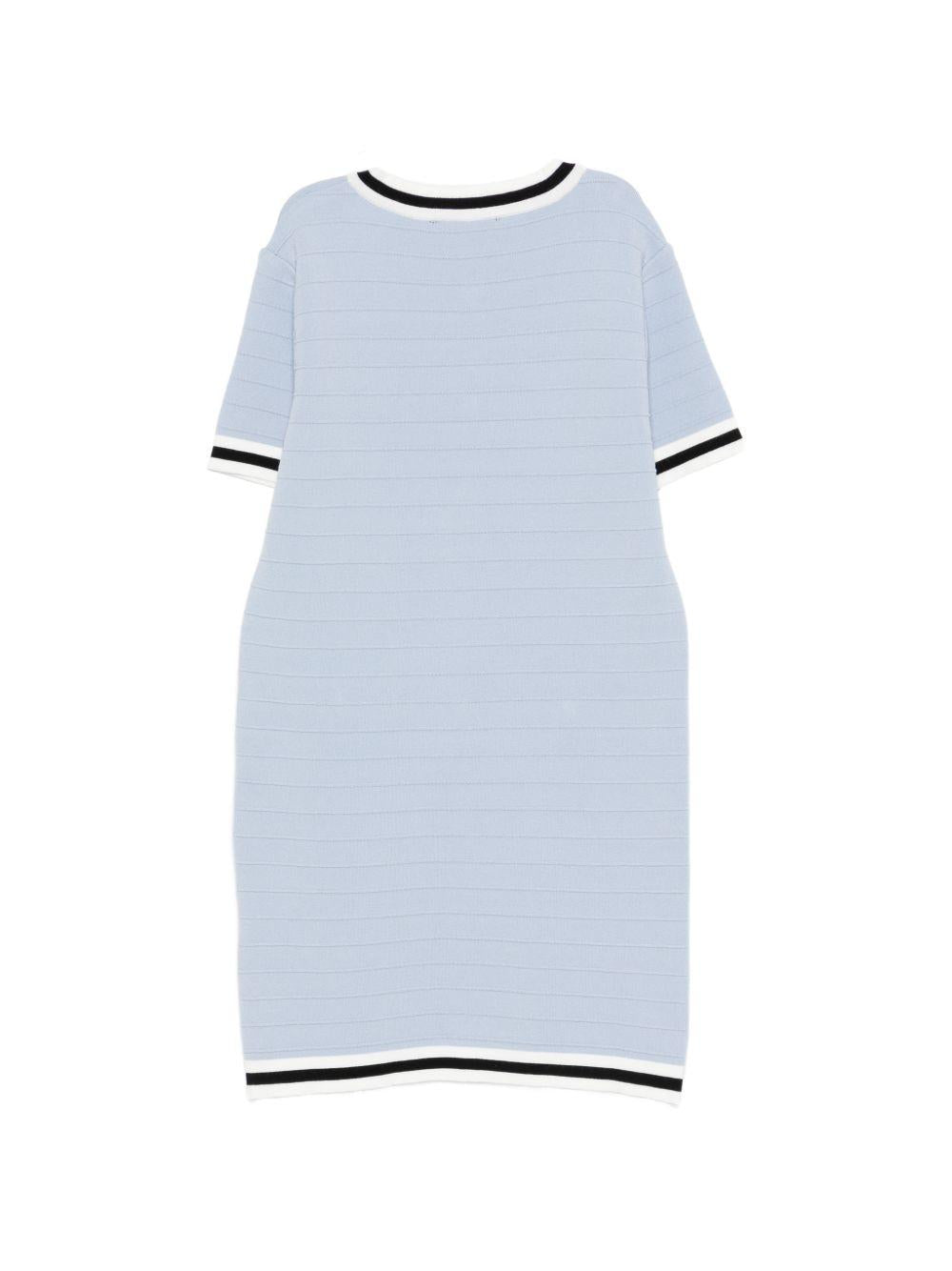 Abito per bambina Balmain Kids azzurro con maglia a coste BY1C61 X0121 652 BALMAIN KIDS