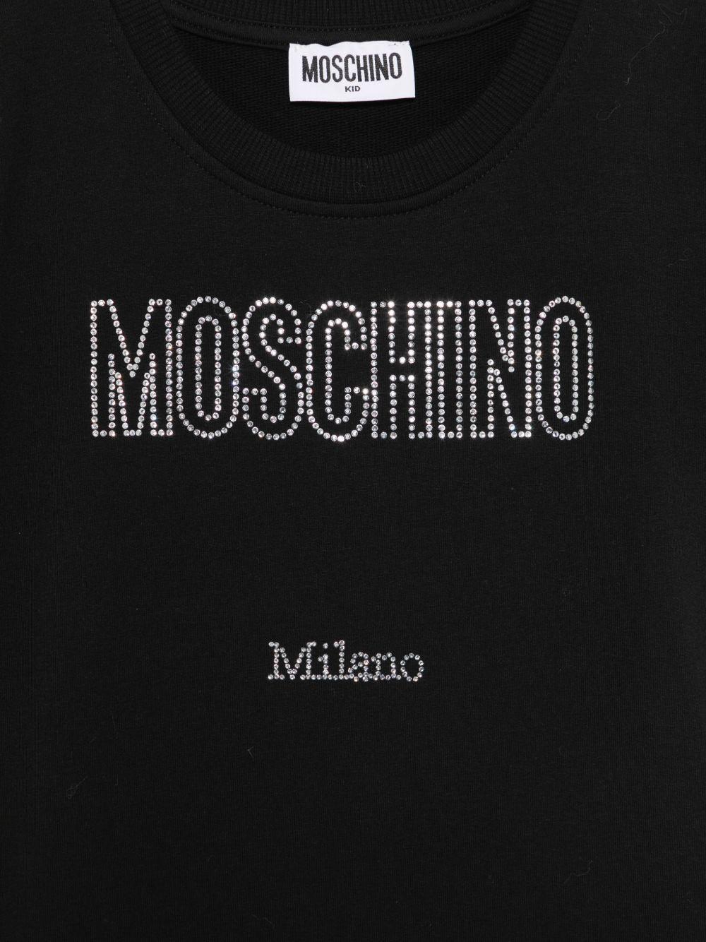 Abito per bambina Moschino Kids nero con logo in strass HDV0HYLDA25 60100 MOSCHINO KIDS