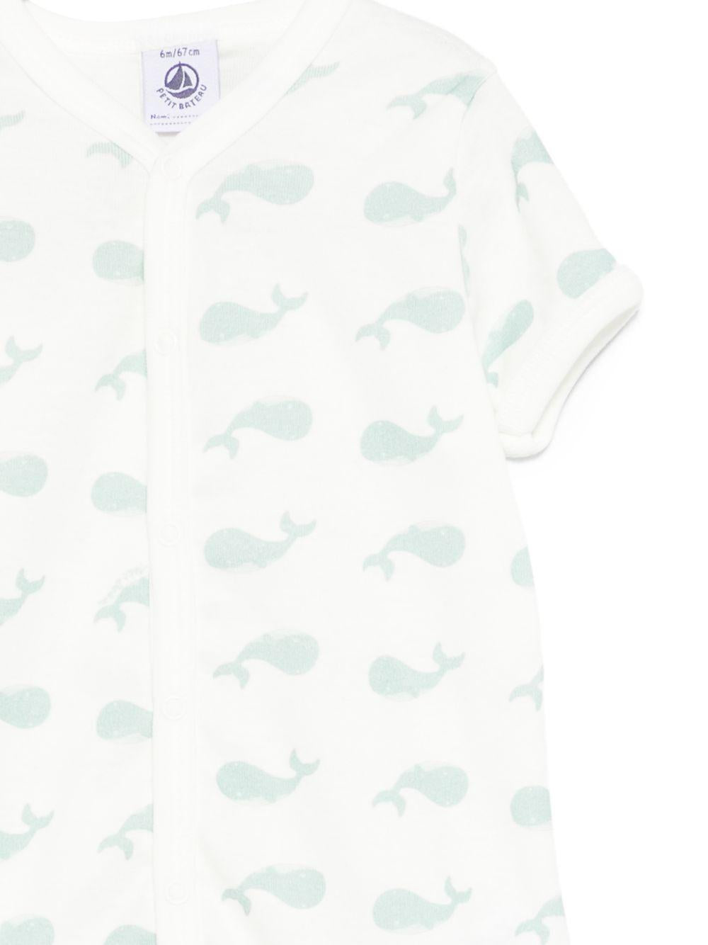 Tutina per neonato Petit Bateau bianca con stampa balene A0FS3 01 PETIT BATEAU