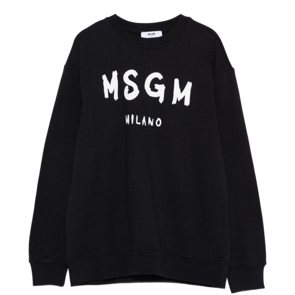 Felpa per bambino MSGM Kids nera con stampa logo S6MSJUSW007 110 MSGM KIDS