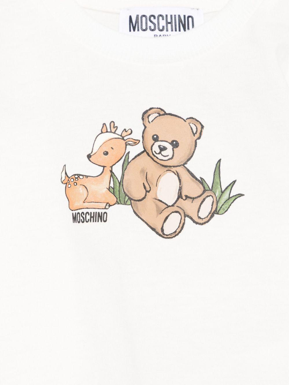 T-shirt per neonati Moschino Kids bianco con stampa grafica MYO00RLAA10 10063 MOSCHINO KIDS