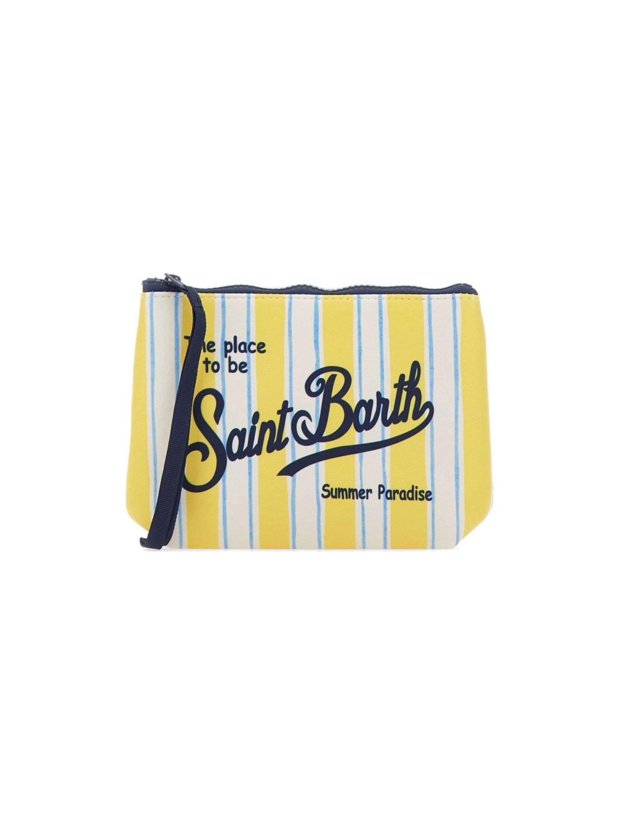 Pochette Aline MC2 Saint Barth bianca e gialla con motivo a righe ALIN001 03281L MC2 ST. BARTH KIDS