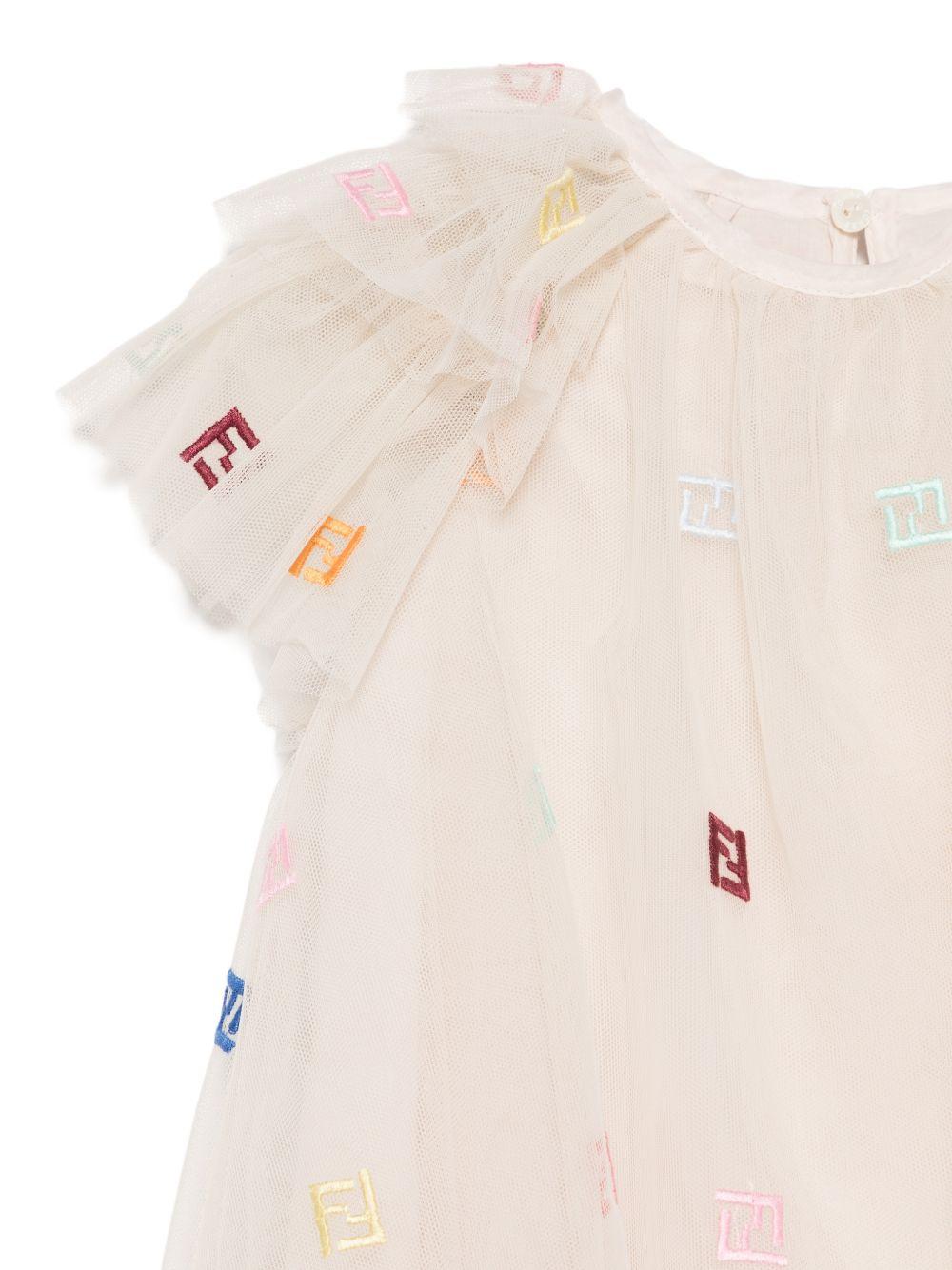 Abito per neonata Fendi Kids bianco con motivo monogramma FF BFB601 AEXX F1P2N FENDI KIDS