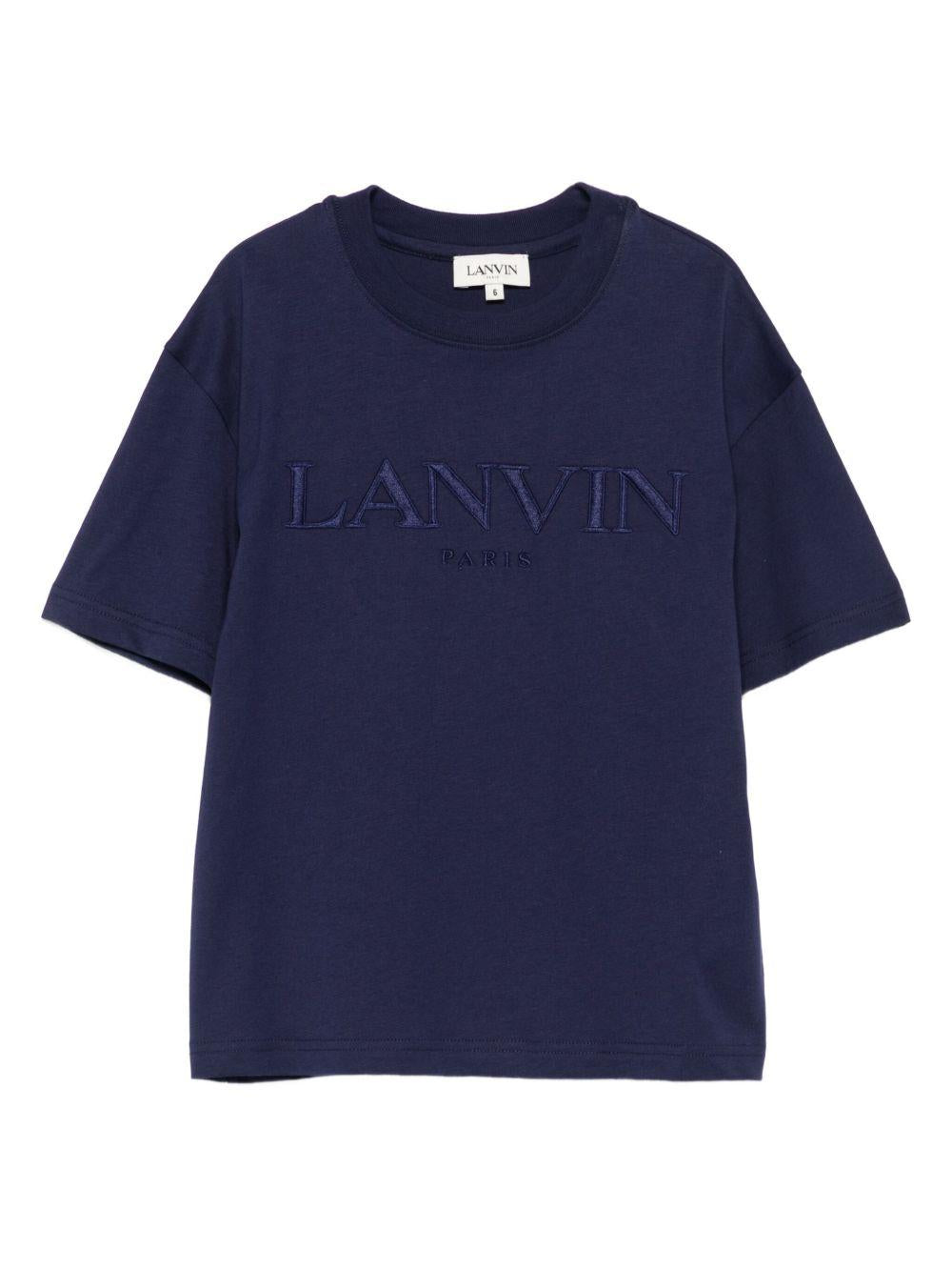 T-shirt per bambino Lanvin Enfant blu con logo sul davanti N30280 868 LANVIN