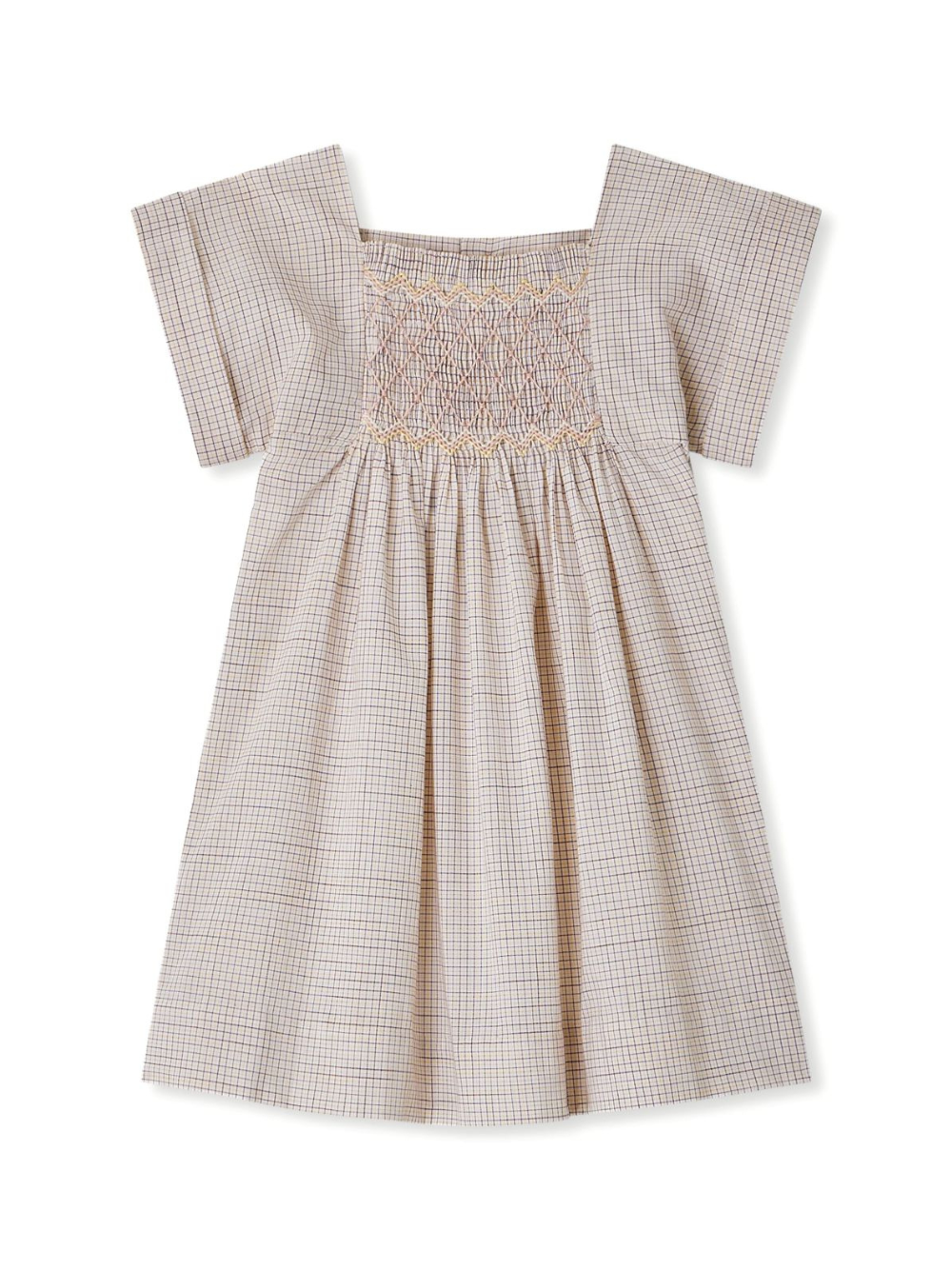 Abito per neonata Bonpoint Pais beige con motivo a quadri S05XDRW00020 309B BONPOINT KIDS
