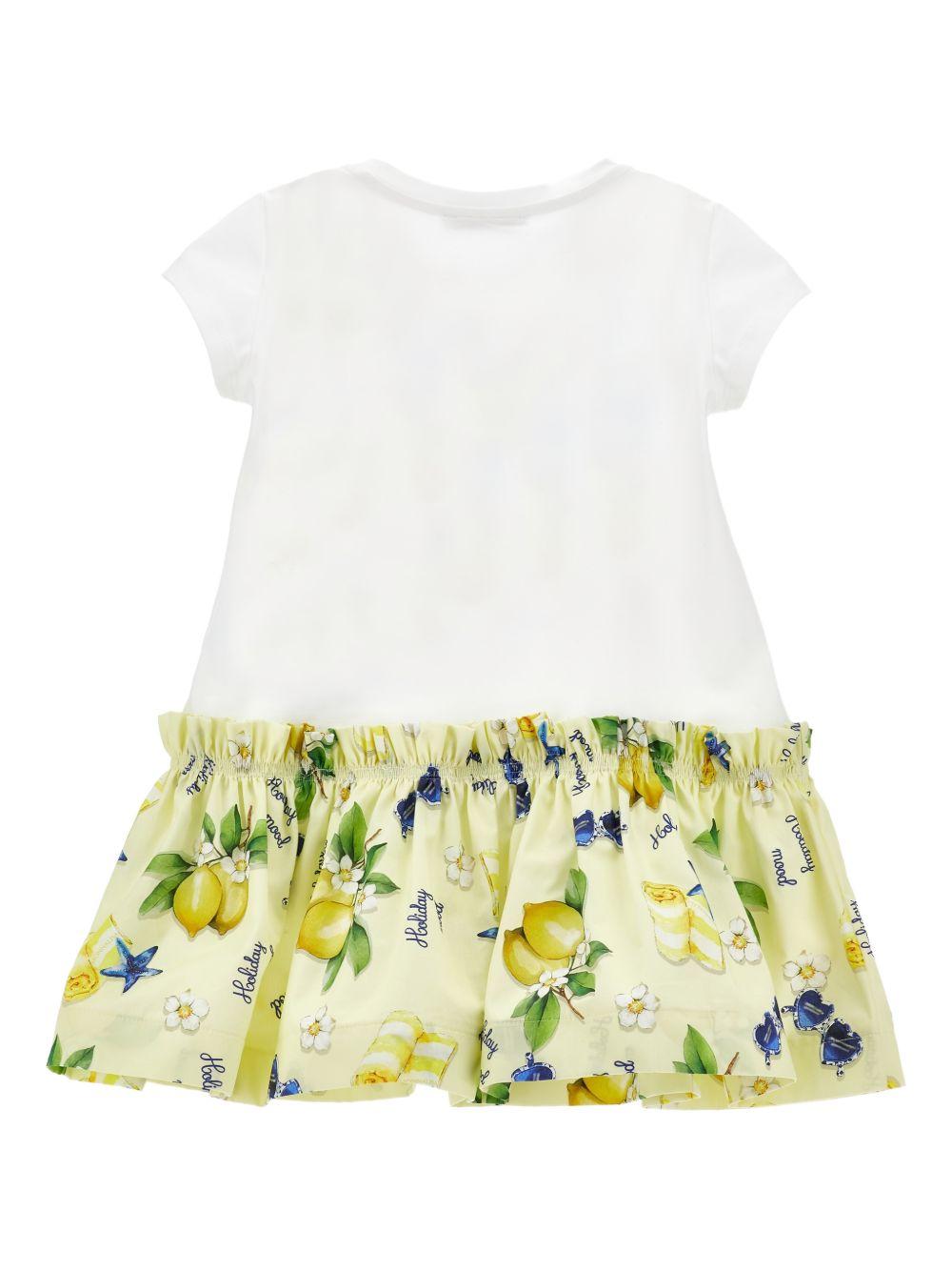 Abito per bambina Monnalisa multicolore con stampa grafica limoni sul davanti 11G916RU 7201 9914 MONNALISA KIDS