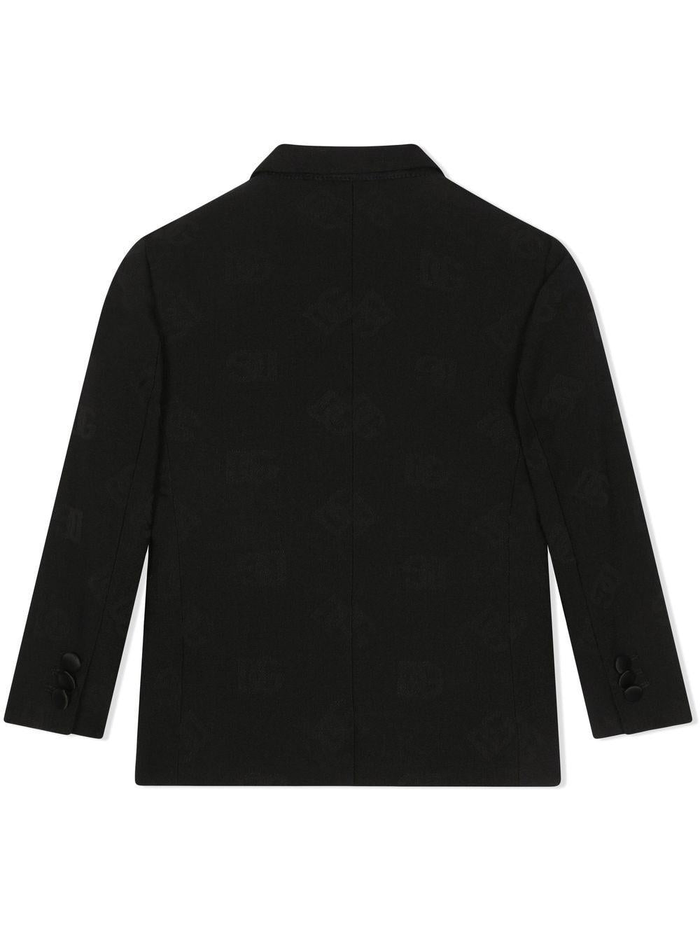 Blazer monopetto per bambino Dolce & Gabbana Kids nero con effetto jacquard L41J70 FJBAK N0000 DOLCE & GABBANA KIDS