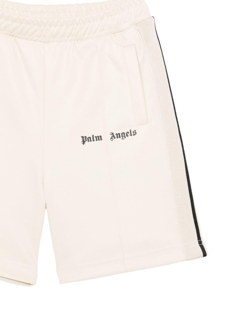 Shorts per bambino Palm Angels Kids beige con dettaglio strisce laterali PBCL001S26FAB001 092 PALM ANGELS KIDS