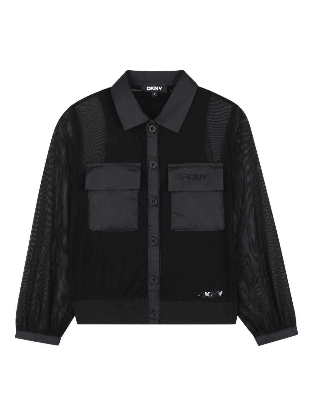 Camicia Utility per bambina Dkny Kids nera con effetto morié D62352 09B DKNY