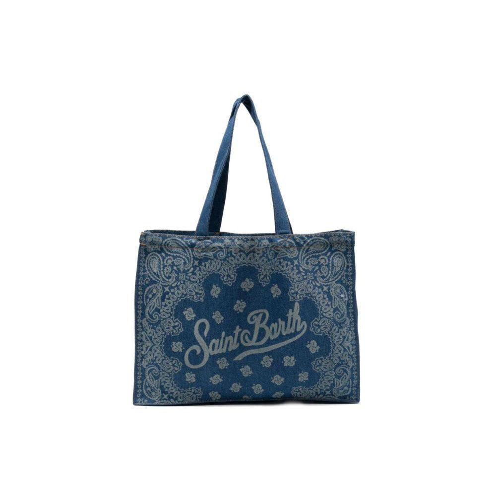 Borsa tote Essential Bag N MC2 Saint Barth denim con stampa paisley e logo stampato EBAGN006 00780L MC2 ST. BARTH KIDS