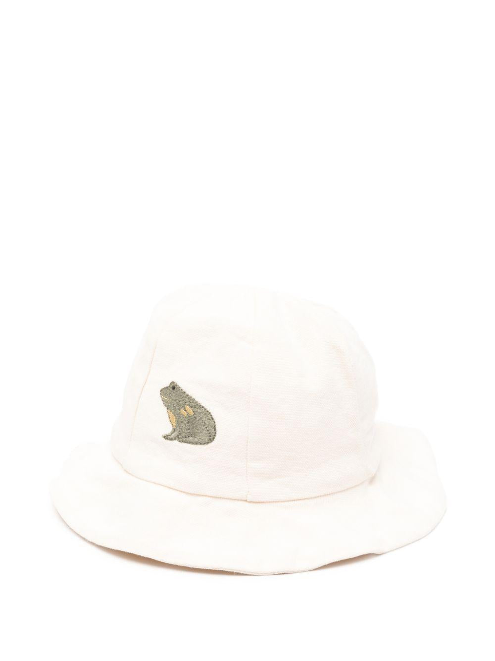 Cappello da pescatore per neonato Donsje beige con ricamo rana 4099203 00003 DONSJE KIDS