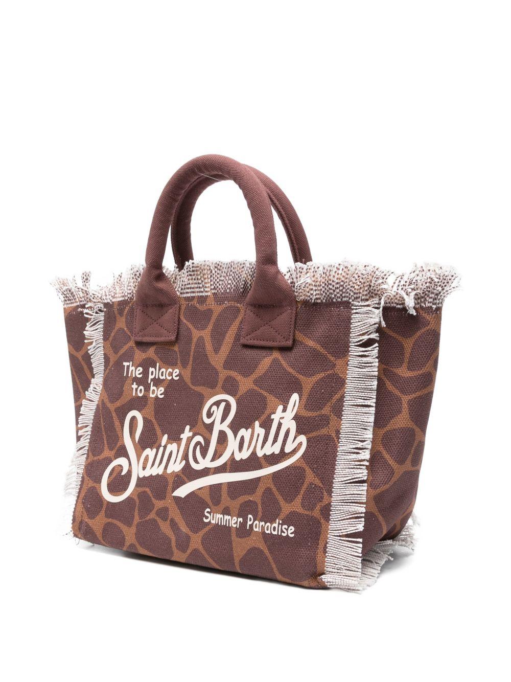 Borsa tote Colette MC2 Saint Barth marrone animalier con applicazione con lettere COL0001 00900L MC2 ST. BARTH KIDS