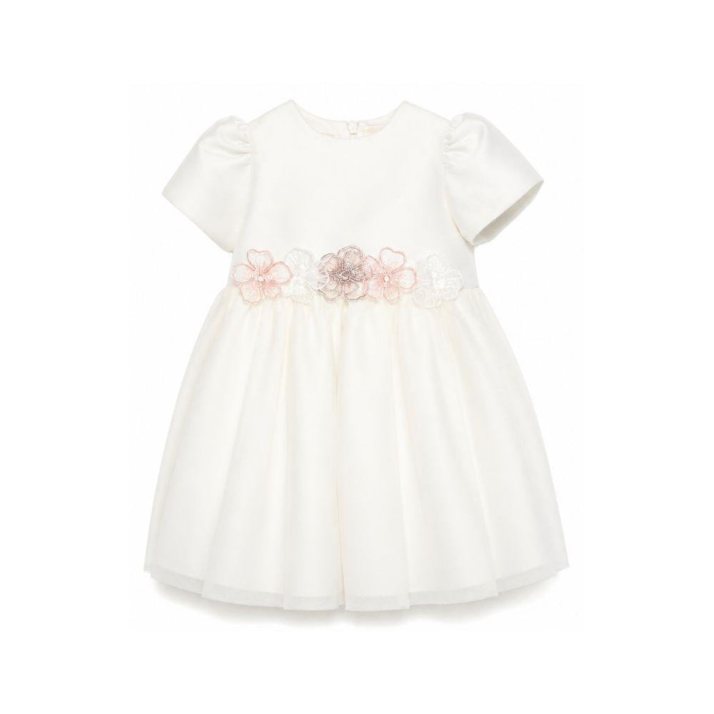 Abito per neonata Simonetta bianco con applicazione floreale SY1021 T0002 102 SIMONETTA KIDS