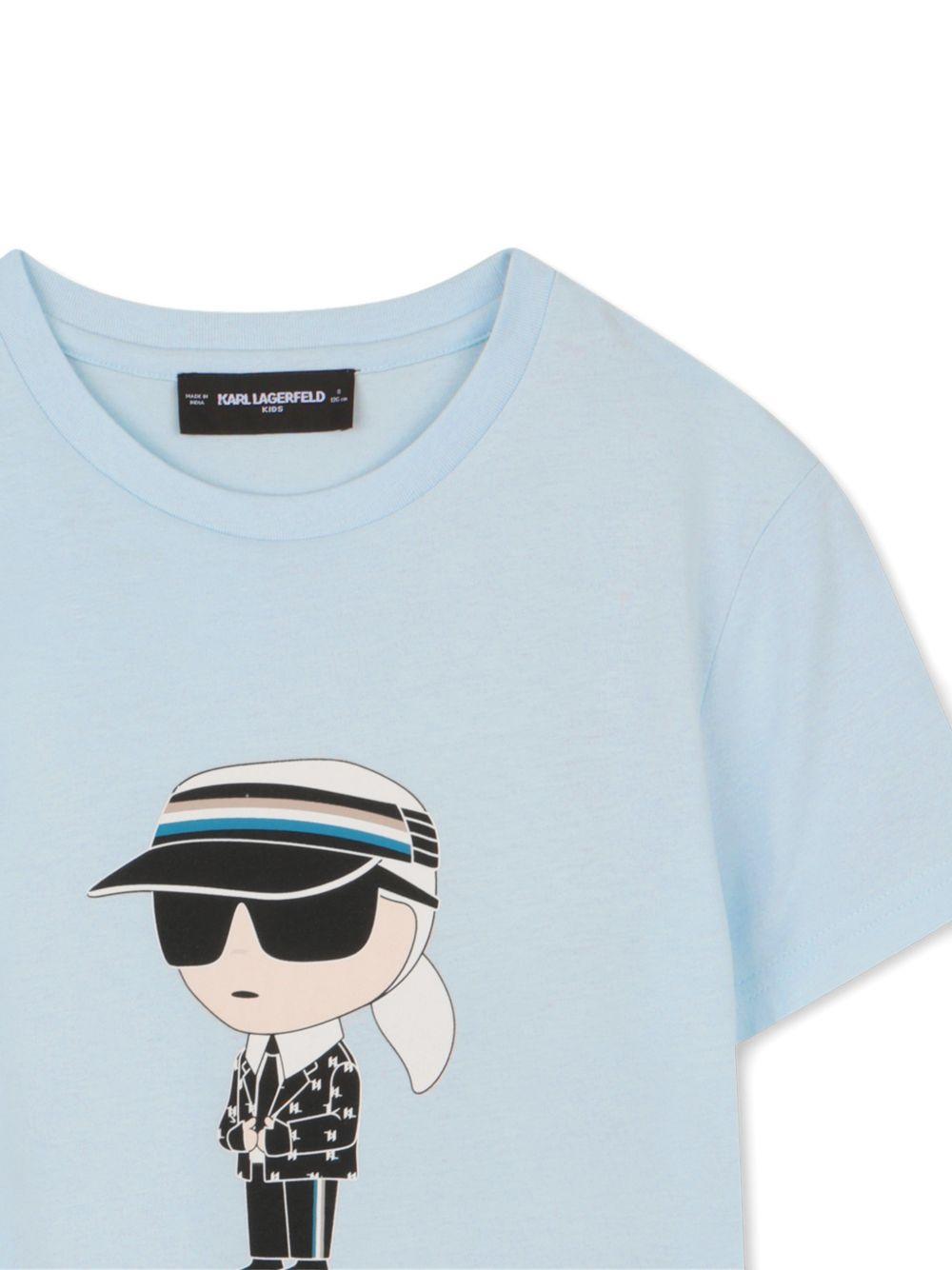 T-shirt per bambino Karl Lagerfeld Kids azzurra con stampa grafica Z31096 77X KARL LAGERFELD KIDS