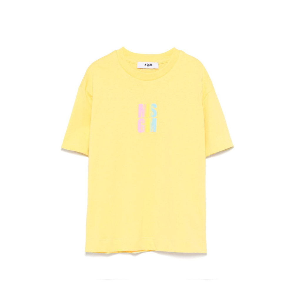 T-shirt in jersey per bambina MSGM Kids giallo con orlo dritto S5MSJGTH218 MS009 MSGM KIDS