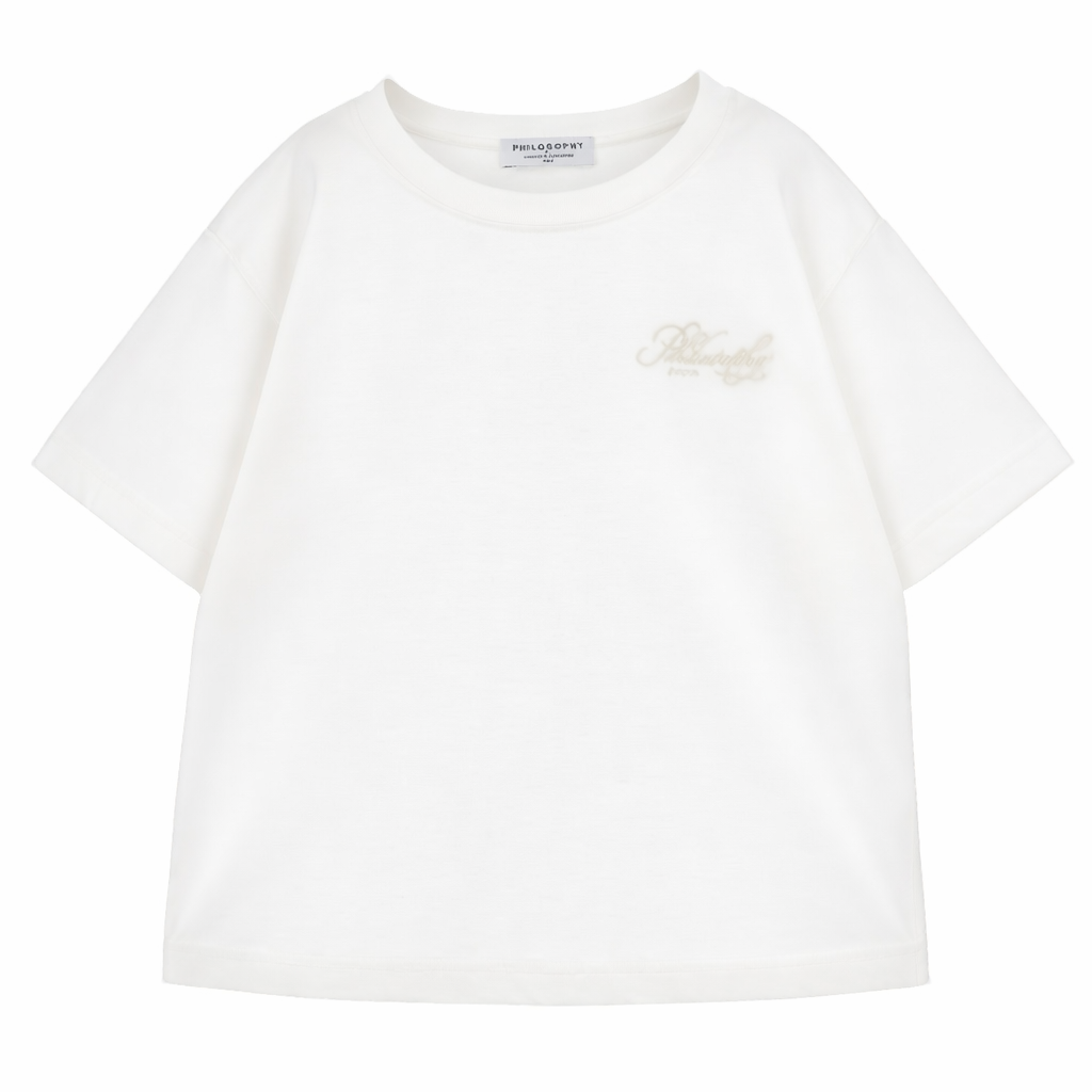 T-shirt per bambina Philosophy di Lorenzo Serafini Kids bianca con logo ricamato I1G609 7206 0001 PHILOSOPHY KIDS