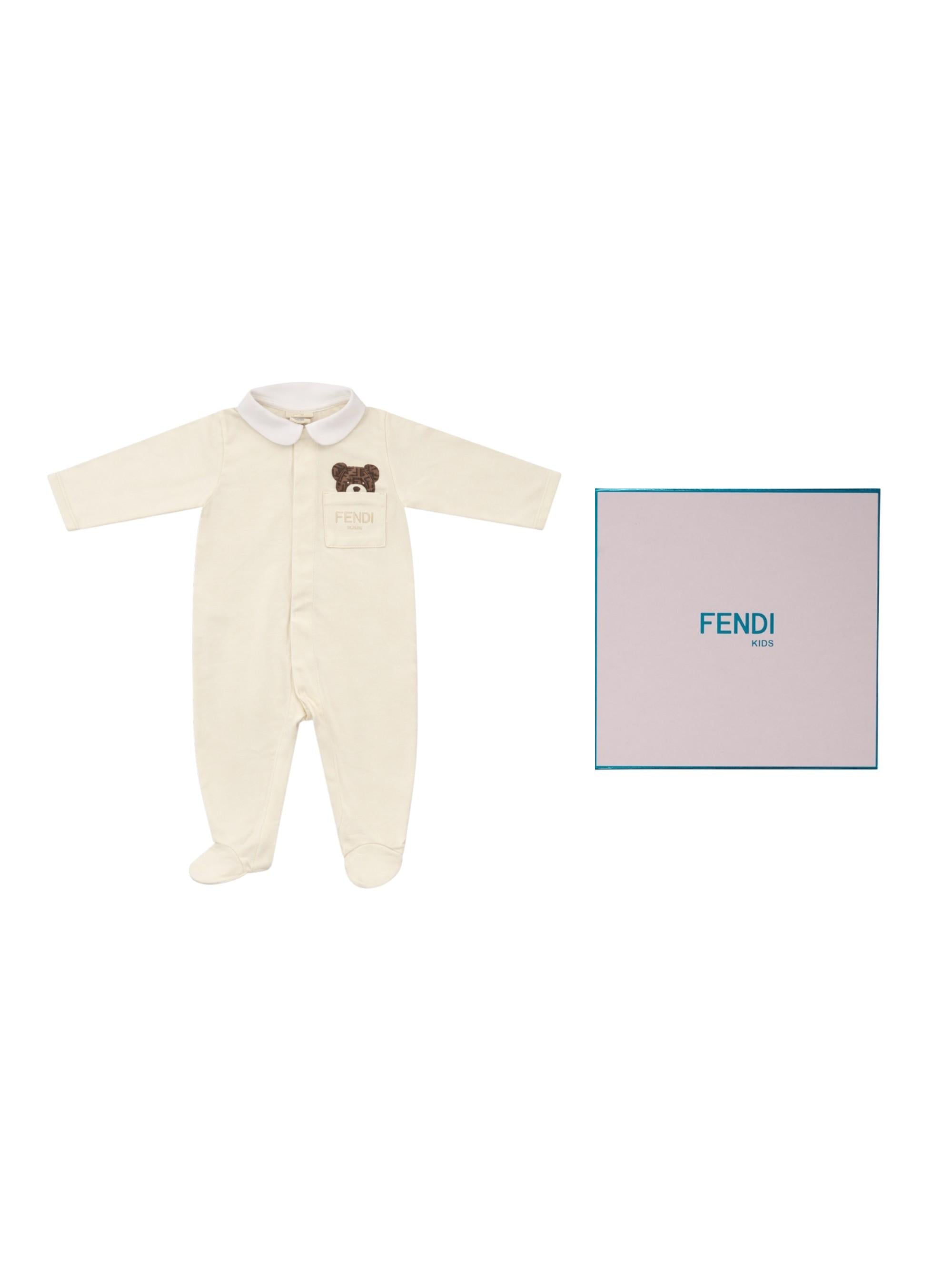 Set neonati Fendi Kids beige con ricamo FF BUK119 ST8 F19J5 FENDI KIDS