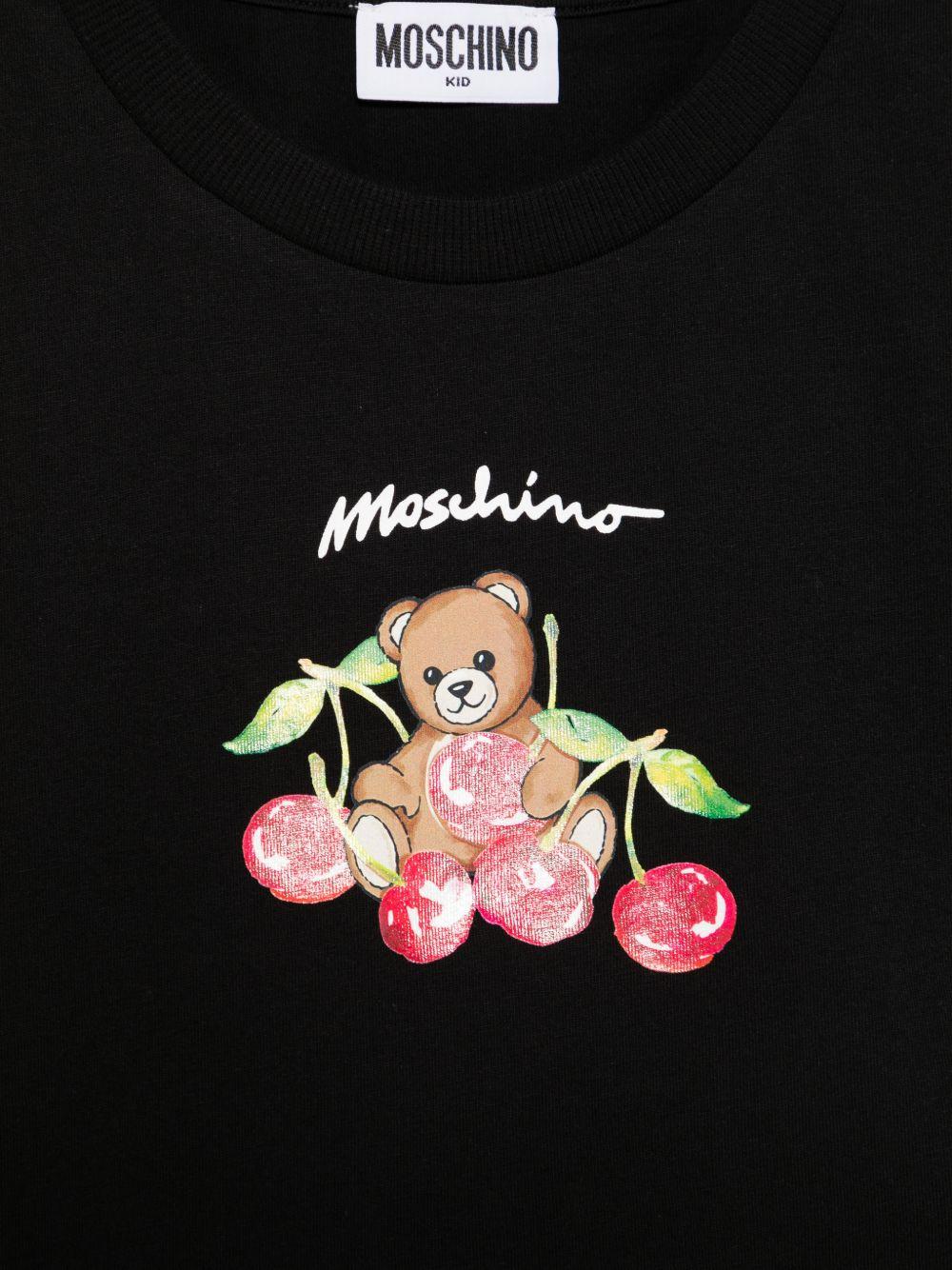 Set t-shirt e shorts per bambina Moschino Kids nero con stampa Teddy Bear sul davanti HDG01NLCA52 60100 MOSCHINO KIDS