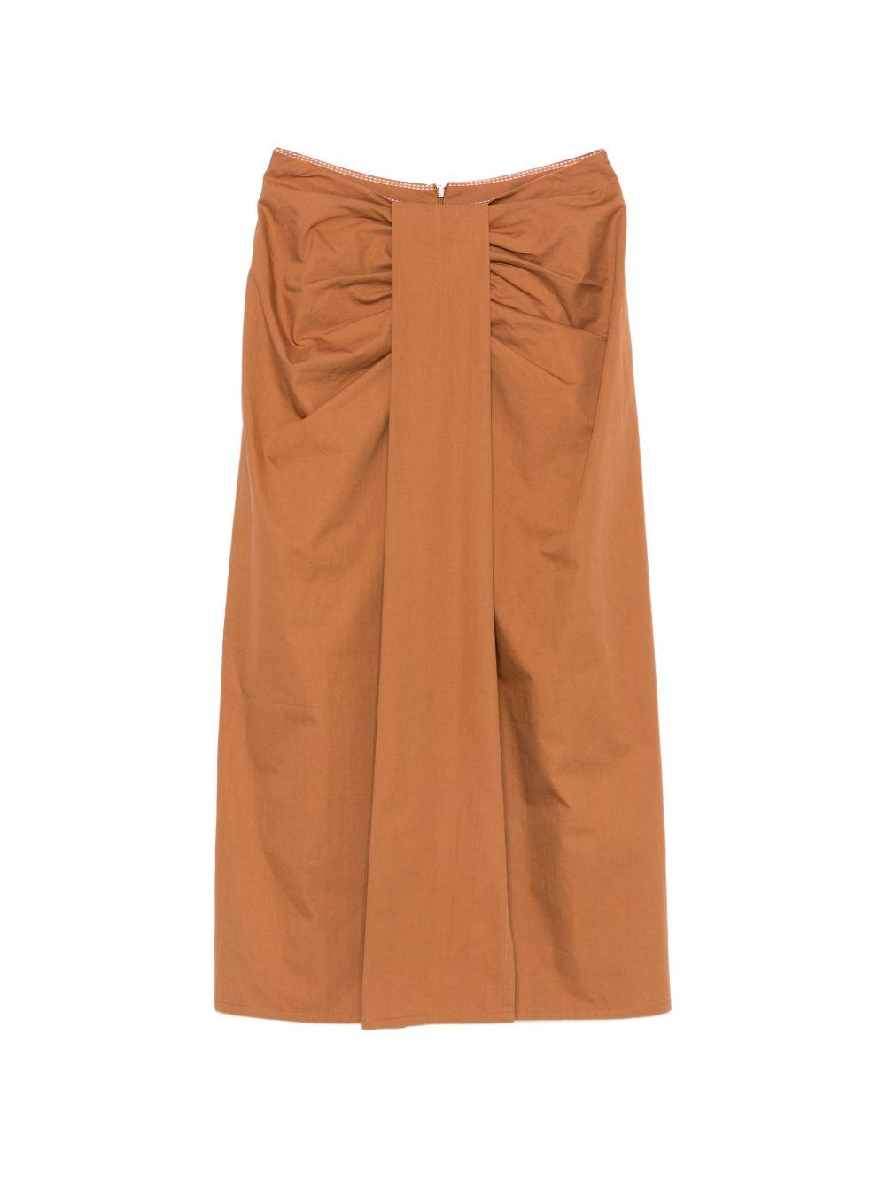 Gonna per donna Merci marrone ruggine con dettagli arricciati GOM027 RUST MERCI