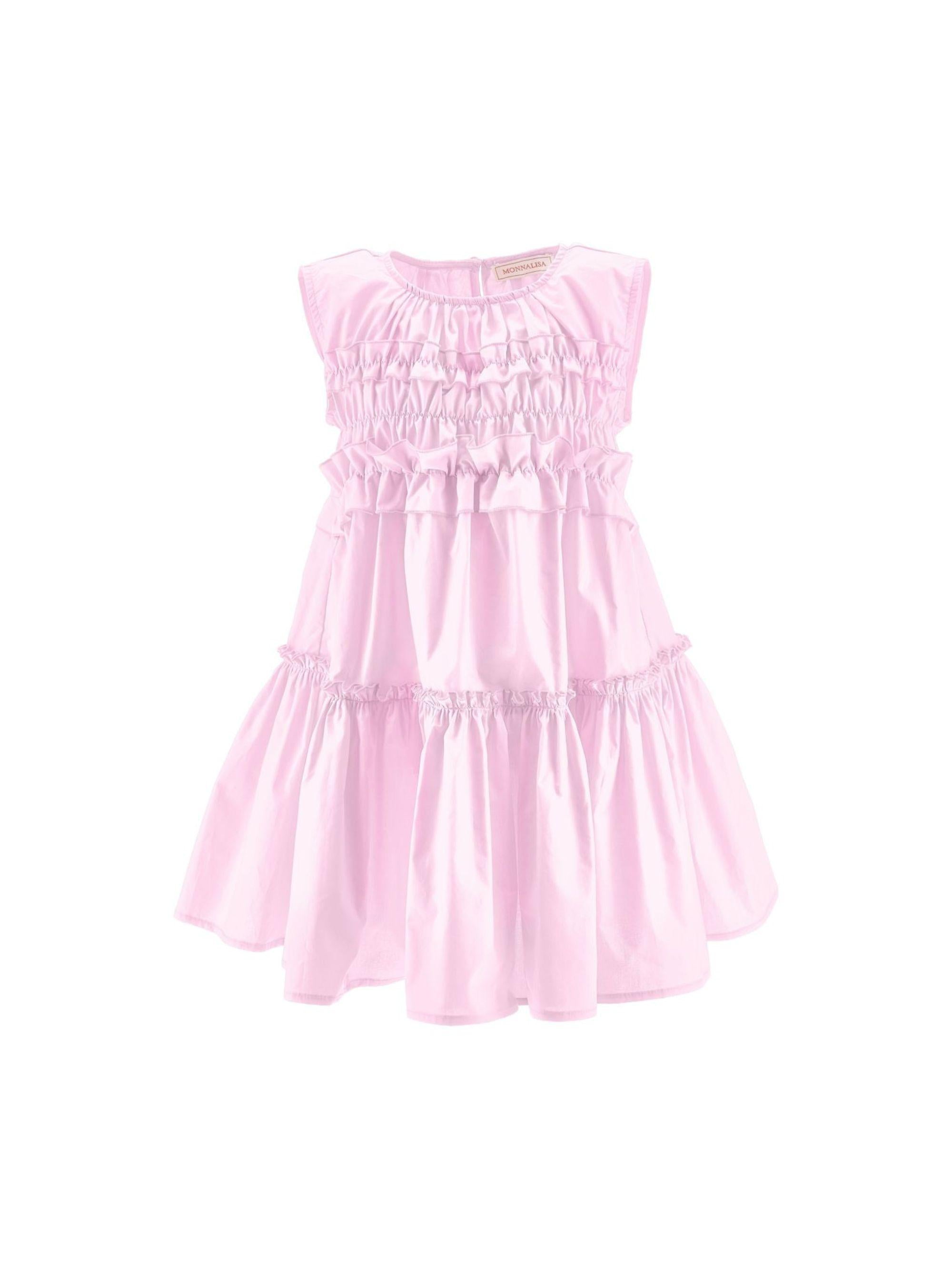 Abito per bambina Monnalisa rosa smanicato con ruches 17G910 7116 0090 MONNALISA KIDS
