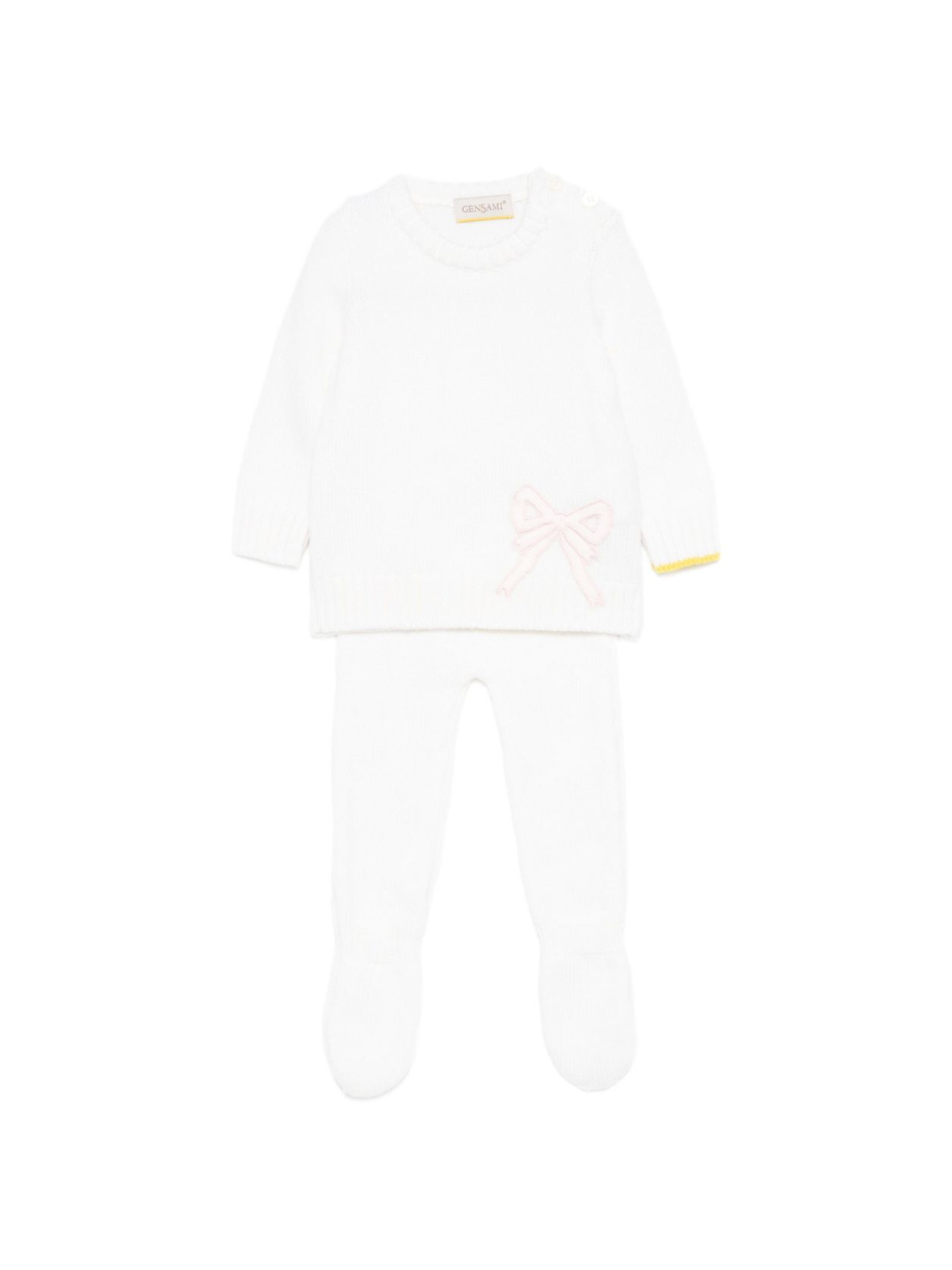 Set maglione e pantaloni per neonata Gensami Kids bianco con dettaglio fiocco GPT-FIOCCOT-WE OFF WHITE GENSAMI