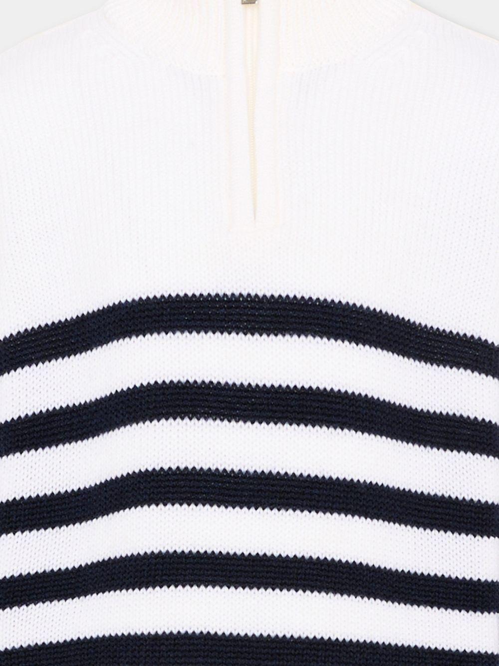Maglione per bambino Paul & Shark Kids bianco con motivo a righe orizzontali WUW006LHE88 10057 PAUL & SHARK KIDS