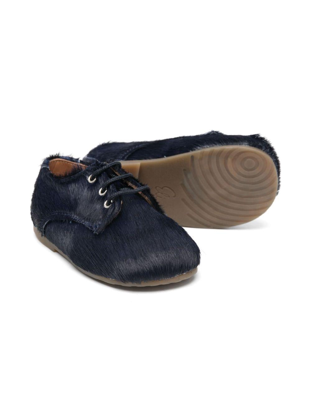 Scarpe primi passi per neonato Eli1957 blu in pelliccia con lacci 14027AK NAVY Eli Kids