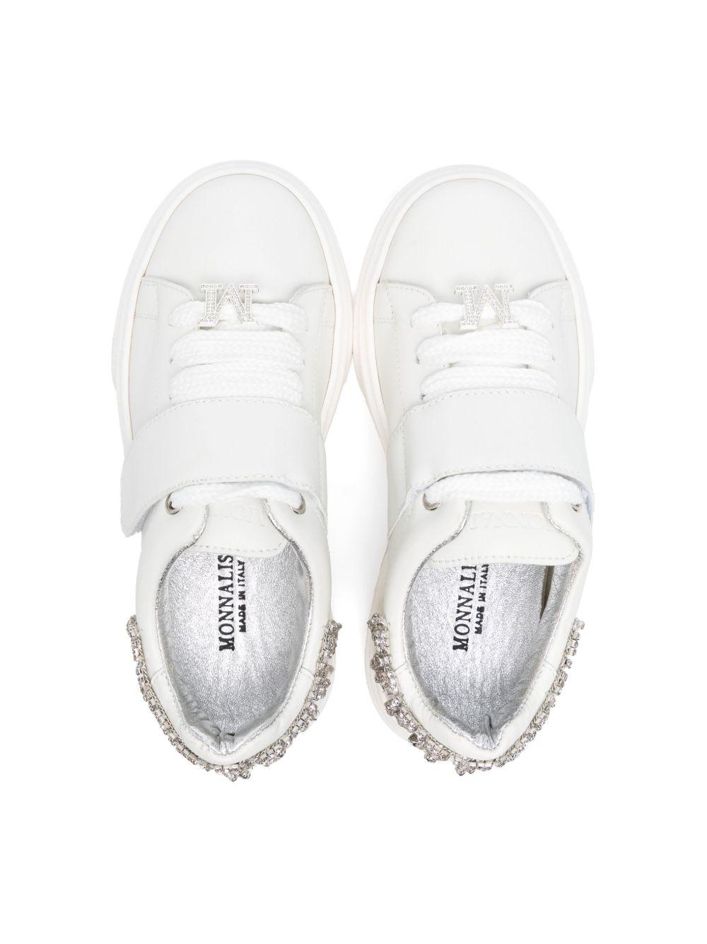 Sneakers per bambina Monnalisa bianco con frange di cristalli 87E008 5721 0001 MONNALISA