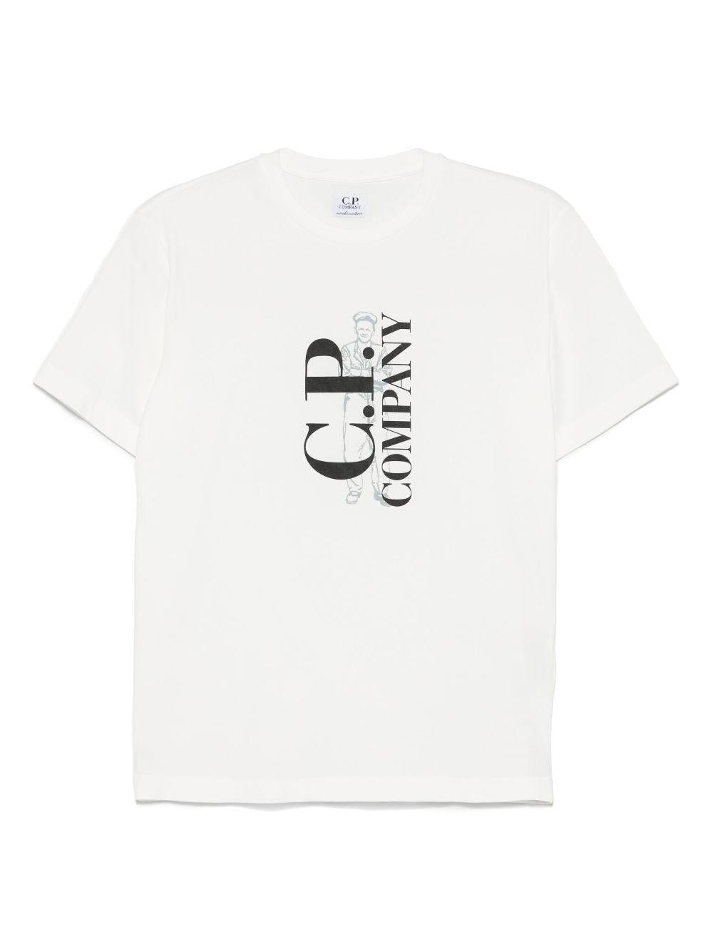T-shirt per bambino C.P. Company Kids bianco con logo CNM00LLAA17 10135 C.P.COMPANY KIDS