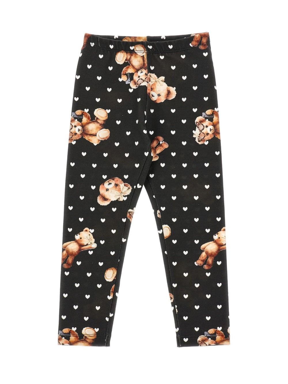 Pantaloni per bambina Monnalisa neri con stampa Teddy Bear 19F413NP 6029 0050 MONNALISA