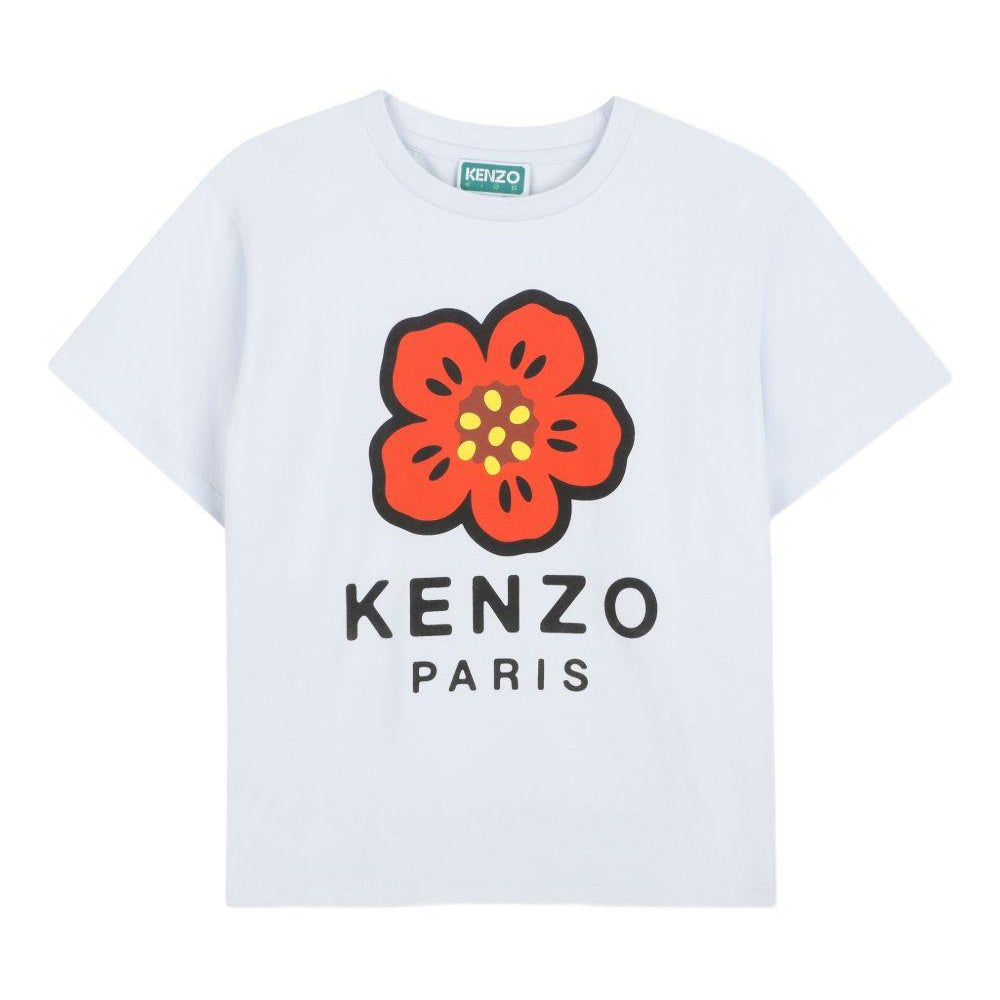 T-shirt per bambini Kenzo Kids azzurro con dettaglio floreale K61698 77M KENZO KIDS