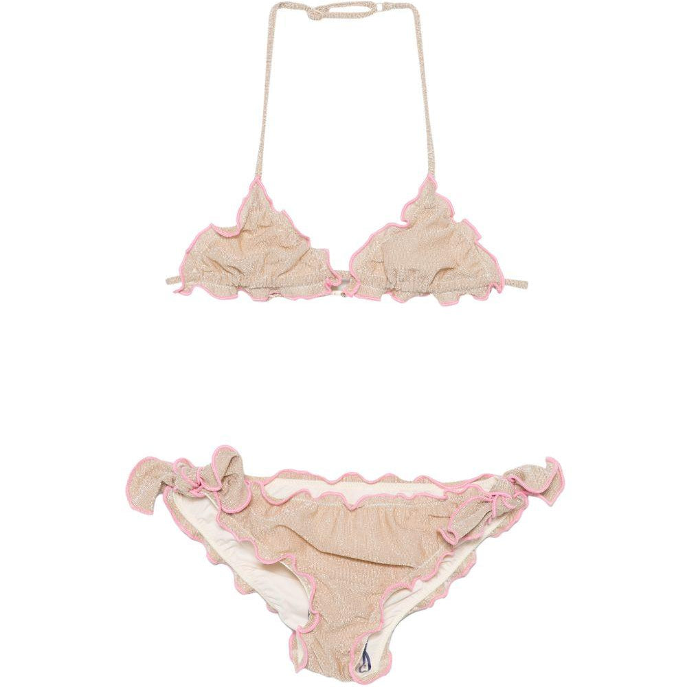 Bikini Cris per bambina MC2 Saint Barth Kids beige con dettagli rosa CRIS001 00075L MC2 ST. BARTH KIDS