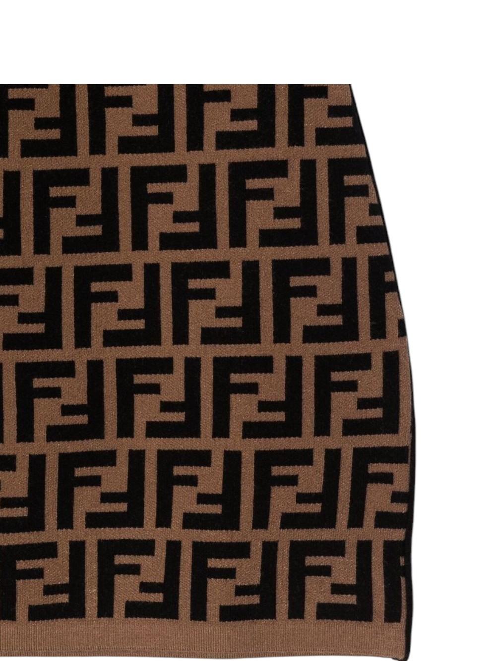 Gonna per bambina Fendi Kids marrone con dettaglio logo FF all-over JFG070 AEYD F15B6 FENDI KIDS