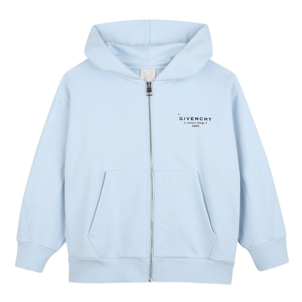 Felpa per bambino Givenchy Kids azzurra con cappuccio e zip H31076 77L GIVENCHY KIDS