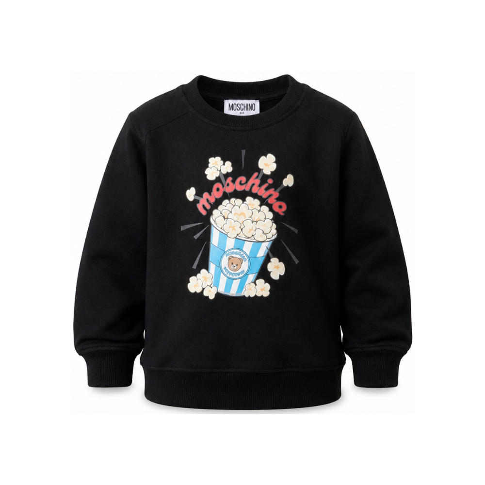 Felpa per bambini Moschino Kids nera con stampa grafica HNF099LCA94 60100 MOSCHINO KIDS
