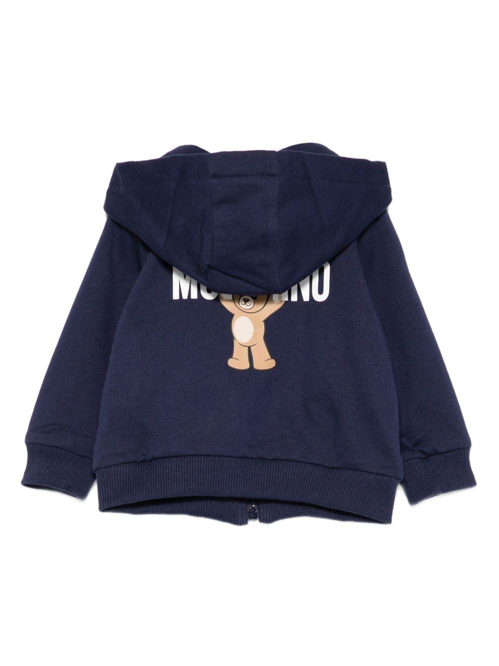 Felpa per neonato Moschino Kids blu con chiusura con zip MUF065LCA40 40016 MOSCHINO KIDS