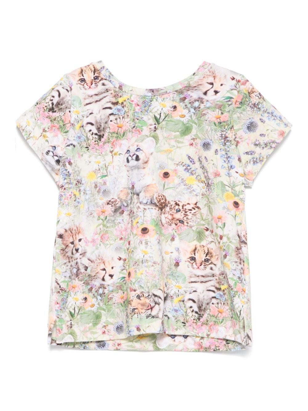 T-shirt Elly per neonata Molo multicolor con stampa a fiori 4S25A203 9278 MOLO