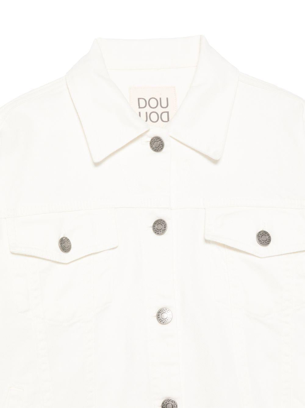 Giacca per bambina Douuod Kids bianca con chiusura a bottoni DY2A57 Z3702 101 DOUUOD