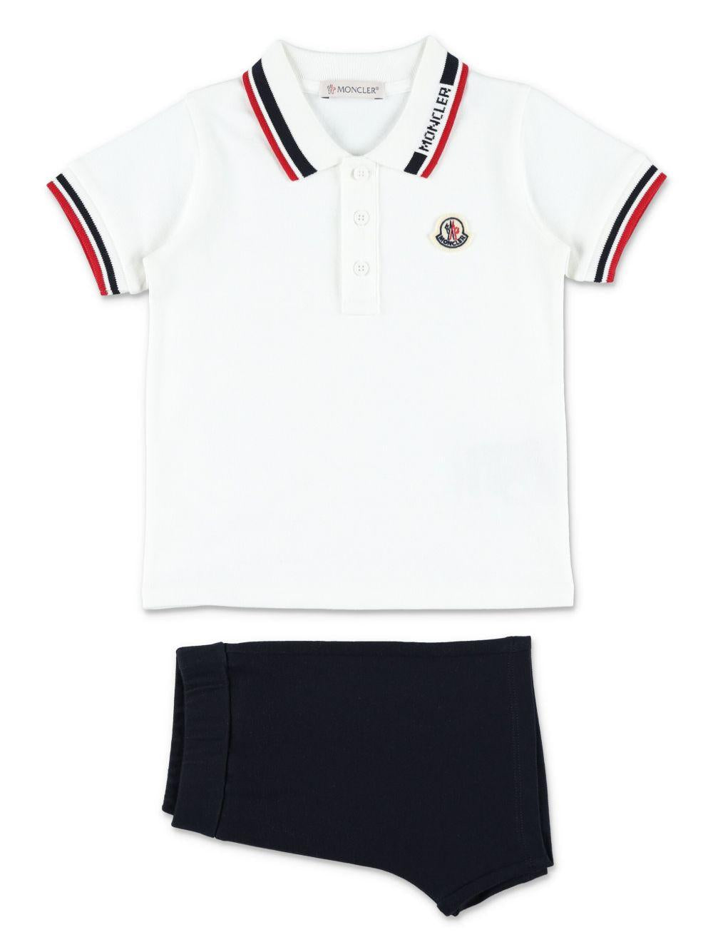 Set t-shirt e shorts per neonato Moncler Enfant multicolore con logo sul davanti L19518M000158496F F07 MONCLER KIDS